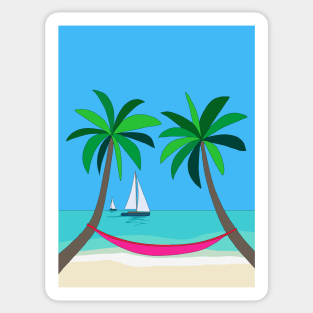 hammock, beach relax and sail Sticker